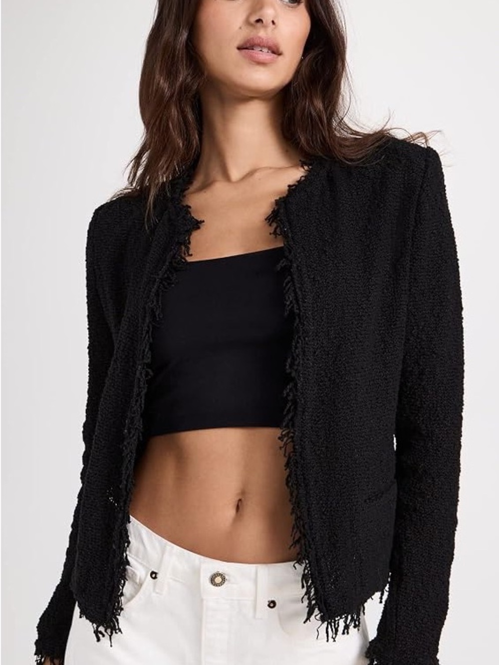 IRO Black Frayed Edge Women’s Suit Jacket